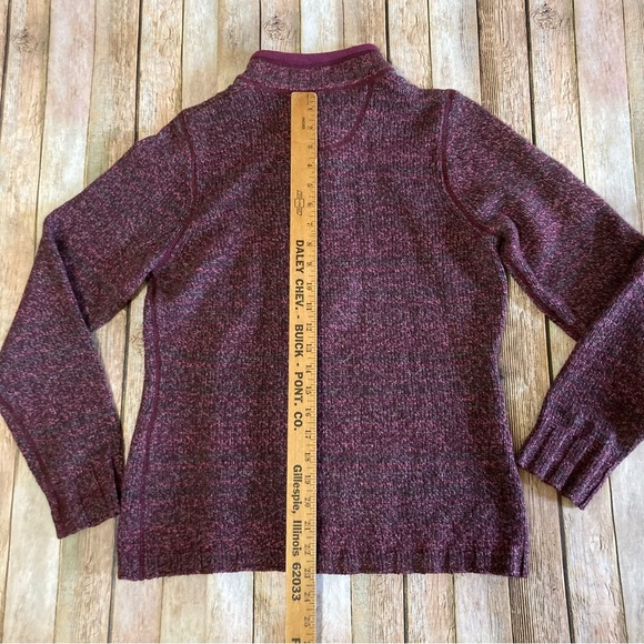 Woolrich 1/4 Zip Wool Blend Pullover Sweater Marled Fig Burgundy Women’s Medium - Picture 6 of 11